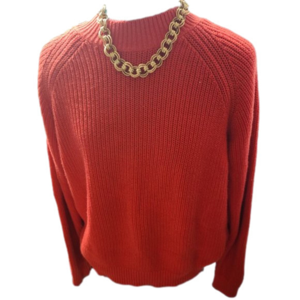 P001. H&M Red/Orange Sweater with zipper back detail |L